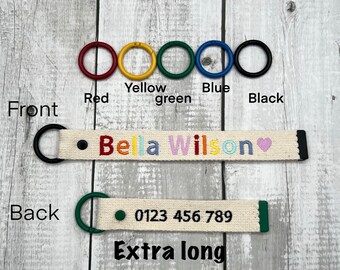 Etiqueta de nombre con bordado de arcoíris de doble cara extra larga