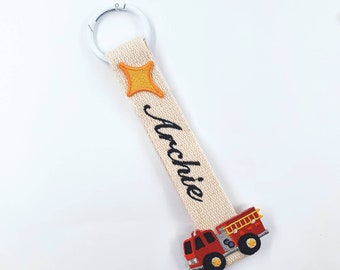 Etiqueta de nombre de bordado de camión de bomberos