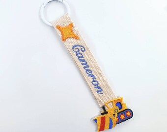 bulldozer bordado etiqueta de nombre