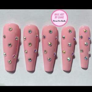 Pink Stone Pattern Press On Nails! #249