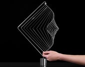 Square Wave Argentum Limited Edition Real Silver Plated + Matching Magnetic Stand  - By British Artist Ivan Black - Handmade Sculpture