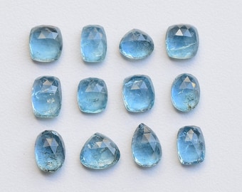 Aquamarine Mix Rose Cut Faceted Cabochon Natural Gemstone | High Quality & High Transparency Aquamarine for Jewelry Making