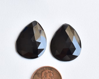 2 Piece Pair Of Black Spinel Pear Faceted Flat Rose Cut Stone From Burmese | 25x19x4 mm Natural black spinel | |Weight 36.05 Carat |