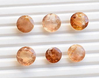 Topacio imperial redondo talla rosa facetada cabujón gema natural / Topacio para la fabricación de joyas / Joyería DIY / Suministros de gemas