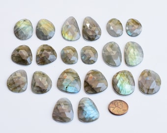 Pair of Labradorite Uneven Cabochon Rose Cut Faceted Natural Loose Gemstone | Labradorite for Jewelry Making | Jewelry Supplies