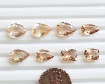Imperial Topaz Faceted Pear & Cushion Cut Stone For Jewelry Making Natural Loose Cut Gemstone | Genuine Topaz | Gemstone Supplies