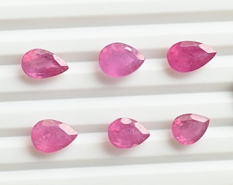 Piedra preciosa natural facetada con corte de pera y relleno de vidrio rubí para joyería y suministros de piedras preciosas.