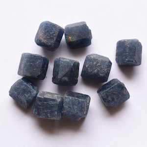 10 Pieces Untreated Blue Sapphire 9.5x10 To 10x8.5 MM Raw Loose Rough Natural Gemstone September Birthstone Raw Stones Lot 105.70 Carat