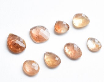 Topacio imperial mixto, cabujón facetado con corte damero, gema natural / Topacio imperial de alta calidad para la fabricación de joyas / Suministros de gemas
