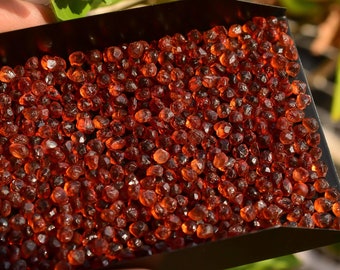 Rare Spessartite Garnet Raw 3-4 MM Natural Gemstones Rough from Mozambique Untreated | Raw Ball Crystals of Rare Garnet