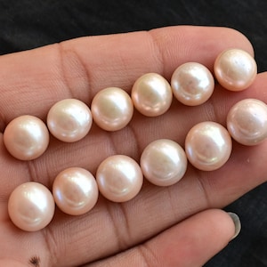 Pinkish White Freshwater Pearl Near Round for Jewelry Making, Natural Big Rare High Quality & High Luster Undrilled Pearl