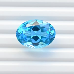 Swiss Blue Topaz Oval Cut Stone Faceted Natural Gemstone | Topaz for Jewelry Making | 22x16x11 MM |Gemstone Supplies | DIY for Jewelry