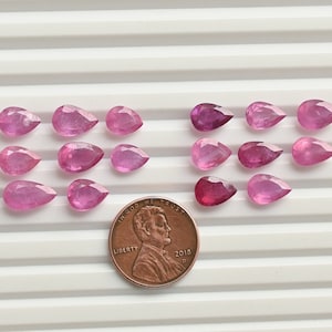 8 Pieces Ruby Glass Filled Pear Cut Stone Faceted Lot Natural Gemstone | Ruby for Jewelry Making | Gemstone Supplies