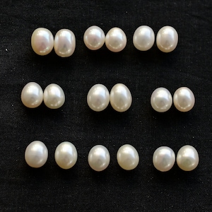 AAA witte zoetwaterparel ovaal voor het maken van sieraden, natuurlijke hoge kwaliteit en hoge glans halve boor parel | 10x7 tot 7x7MM