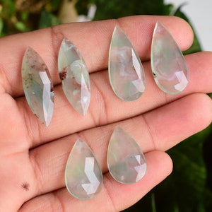 Paar Aquaplase Mix Cabochon Rose Cut Facettiert Natürliche Lose Cabochon Edelstein | Echte seltene Aquaplase | Aquaplase für die Schmuckherstellung