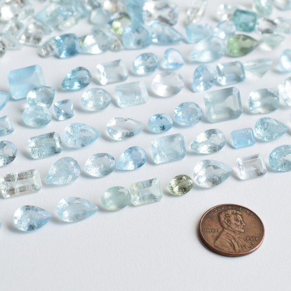 25 carat Aquamarine Mix Shape Cut Stone Natural Gemstone from Brazil | 12 to 18 Pieces | Aquamarine For Jewelry | 12.5x9x7 to 6x6x4 MM