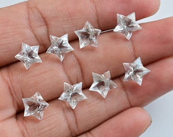 Crystal Quartz Pentacle Star Cut Faceted Natural Gemstone | Quartz for Jewelry Making | DIY Jewelry | 11x11x8 MM