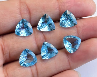 Swiss Blue Topaz Trillion Cut Stone Faceted Natural Gemstone | Blue Topaz for Jewelry Making | Gemstone Supplies