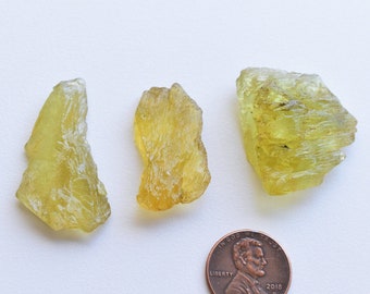 Yellow Green Beryl Raw Loose Rough Natural Gemstone | Raw Stones | Light Yellow Green Beryl for Jewelry Supplies