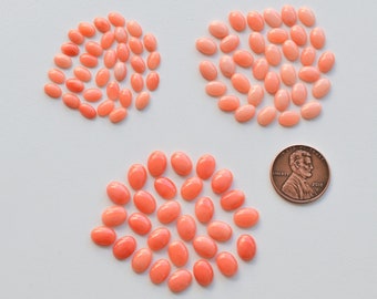 10 Pieces Coral Oval Smooth Cabochon Lot Natural Gemstone | Coral for Jewelry Making | DIY Jewelry