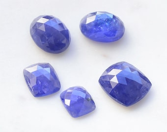 Natural Tanzanite Rose Cut Faceted Cabochon for Jewelry Making | Cushion & Oval Faceted Cabochon with Vibrant Blue Color from Tanzania