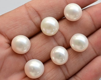 White Freshwater Pearl Almost Round for Jewelry Making, Natural Rare Size Pearl | Undrilled Pearl