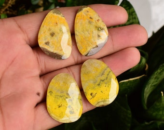 Pair Of Bumble Bee Jasper & Crystal Doublet Uneven Cabochon Rose Cut Faceted | Natural Loose Gemstone for Jewelry Making