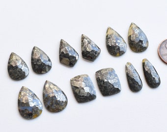 Paar Markasit Mix Gehämmert Facettierte Cabochon Natürliche Edelstein | Markasit für die Schmuckherstellung | Edelstein Zubehör