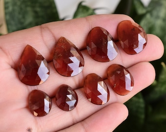 Paar Hessonit Granat facettierte ungleichmäßige Form Wohnung Rose Cabochon Stein | Natürlicher loser Edelstein | Hessonit Granat für Schmuck Zubehör