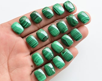 4 Pieces Malachite Cushion Smooth Cabochon Lot Natural Gemstone | Malachite for Jewelry Making | 14x10x5 MM