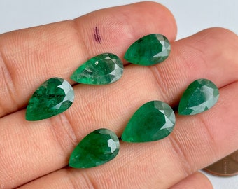 Deep Green Emerald Pear Cut Faceted Natural Gemstone for Jewelry Making | Natural Emerald Gemstone from Sakota Mines