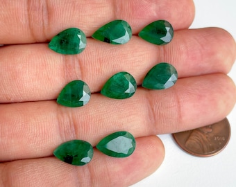 Deep Green Emerald Pear Cut Faceted Natural Gemstone for Jewelry Making | Natural Emerald Gemstone from Sakota Mines