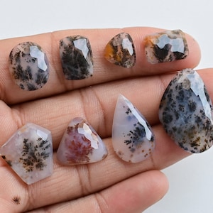 Dendritic Agate Mix Cabochon Hammered Faceted Natural Gemstone | Agate for Jewelry Making | DIY Jewelry