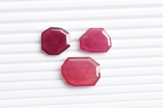 Glass Filled Ruby Geometrical Crown Cut Stone | Natural Loose Gemstone | Genuine Intense Ruby