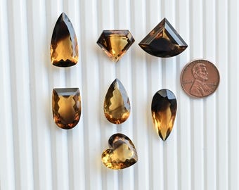 Citrino bicolor, piedra tallada facetada, gema natural suelta / Citrino para la fabricación de joyas / Joyería DIY