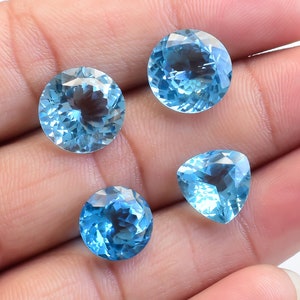 Zwitserse blauwe topaas mix geslepen steen gefacetteerde natuurlijke edelsteen | Blauwe Topaas voor het maken van sieraden | Edelsteenbenodigdheden