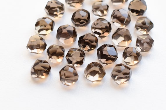 4 Pieces Smoky Quartz Tumble Cube Faceted Lot Natural Gemstone | 9x9x7 to 8x8x6 MM | Quartz for Jewelry Making