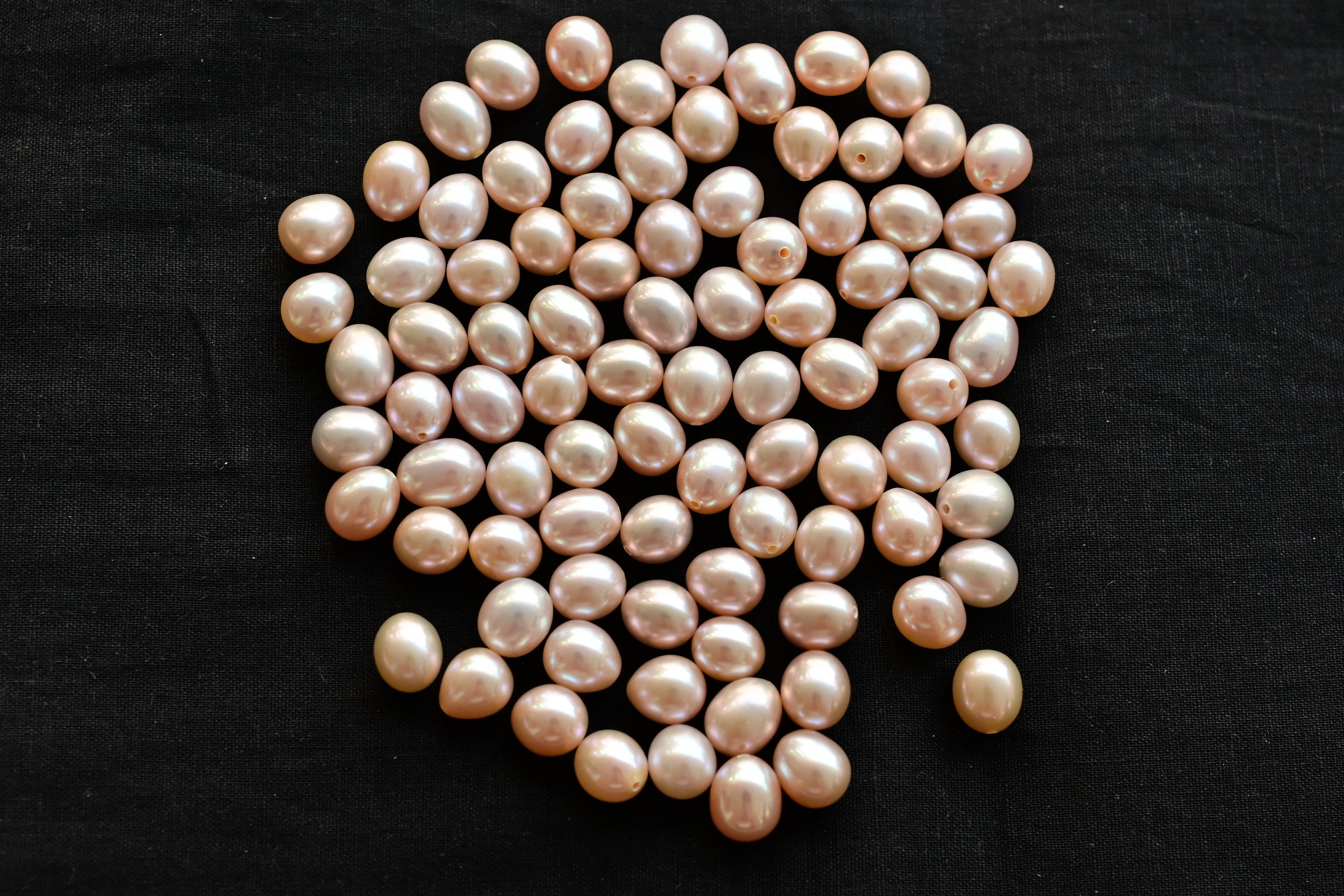 Peach Pink Freshwater Pearl Oval Egg for Jewelry Making, Natural