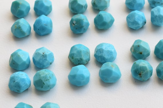 4 Pieces Turquoise Tumble Cube Faceted Lot Natural Gemstone | Turquoise for Jewelry Making | Gemstone Supplies