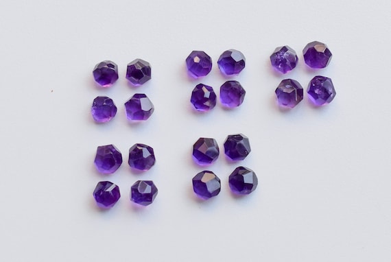 4 Pieces Amethyst Tumble Cube Faceted Lot Natural Gemstone | Amethyst for Jewelry Making | Gemstone Supplies