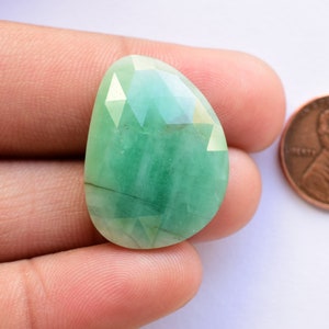 Emerald Faceted Cab Uneven Flat Rose Cut Stone 28x21x5 mm Natural Loose Gemstone Cabochon | Genuine Loose Emerald | Natural Emerald