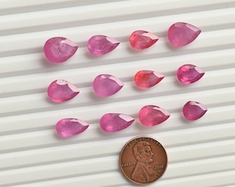 Ruby Glass Filled Pear Cut Stone Faceted Natural Gemstone | Ruby for Jewelry Making | Gemstone Supplies