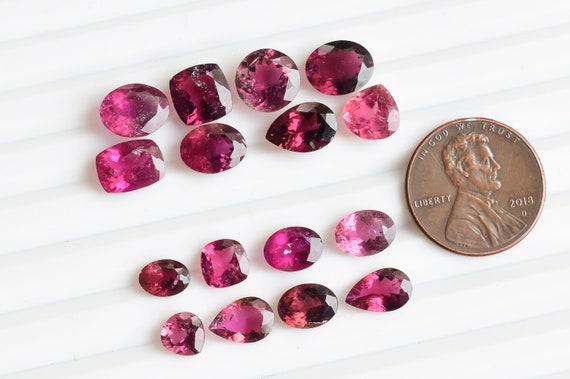 8 Pieces Deep Pink Tourmaline Mix Cut Stone Lot Faceted Natural Gemstone from Nigeria | Rare High Quality Tourmaline for Jewelry Making