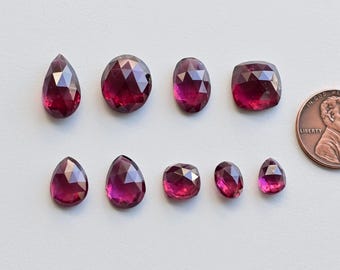 Rhodolit granatblandning rosenslipad fasetterad cabochon naturlig lös ädelsten | Granat för smyckestillverkning | Ädelstenstillbehör