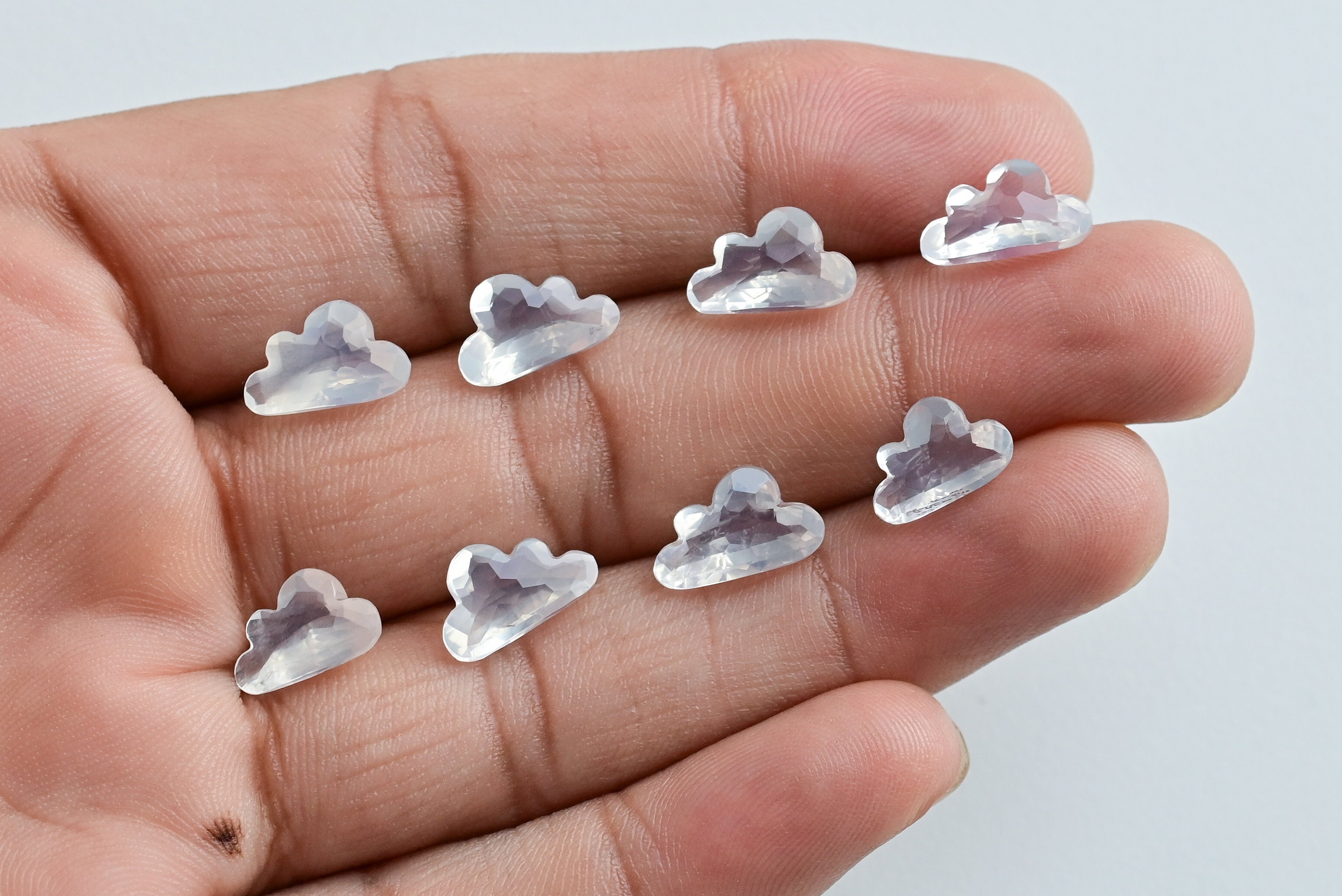Moon Quartz Cloud Cut Stone Hammered Faceted Natural Gemstone | Quartz for Jewelry Making | DIY Jewelry