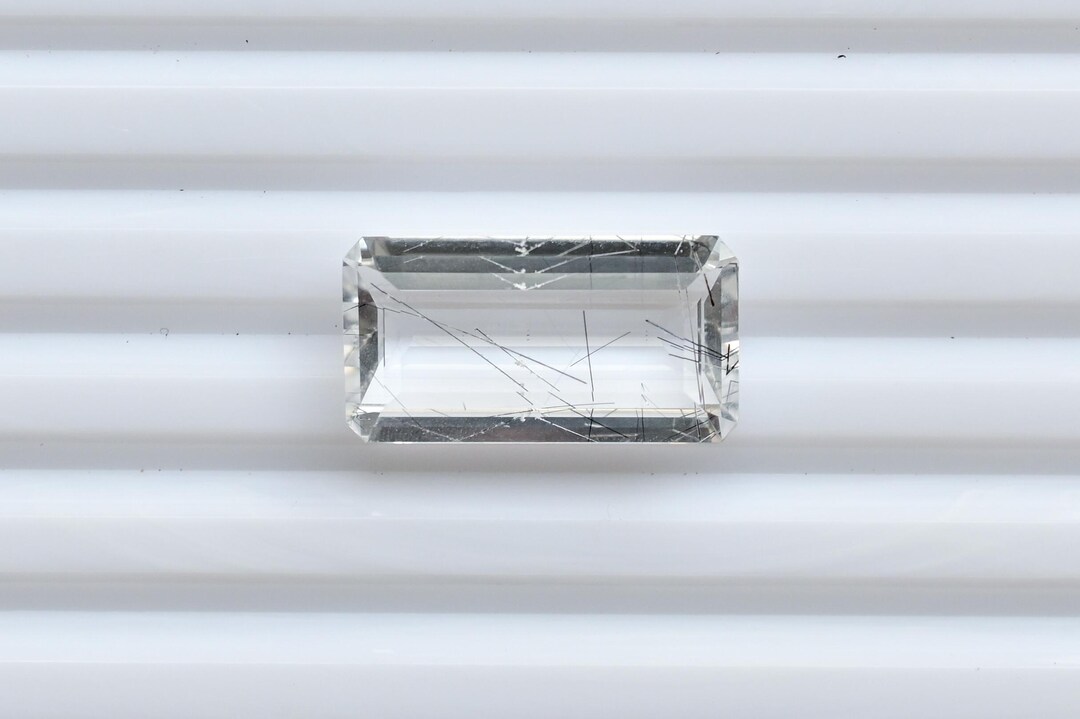 11.20 Carat Black Rutile Quartz Octagon Step Cut Stone Faceted Natural ...