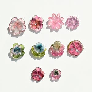 Bi-color Tourmaline Carved Flower Natural Gemstone | Nigerian Tourmaline For Jewelry Making |