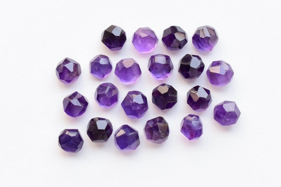 4 Pieces Amethyst Tumble Cube Faceted Lot Natural Gemstone | 10x10x7 to 8x8x6 MM | Amethyst for Jewelry Making