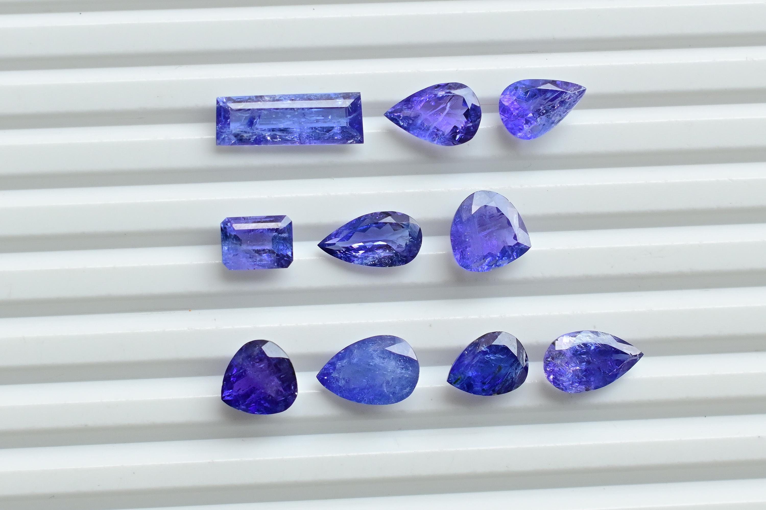 10 Pieces Tanzanite Mix Cut Stone Faceted Natural Gemstone Lot | 17.5x6x3.5 to 8.5x6x4 mm | Tanzanite For Jewelry Making | Gemstone Supplies