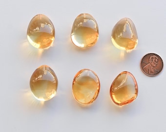 Citrine Smooth Tumble Half Drill Natural Loose Gemstone | Citrine for Jewelry Making | DIY Jewelry